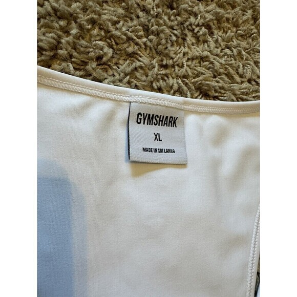 Gymshark Pulse Crop Tank White Womens Size XL Logo Stretch Athletic Workout - Picture 3 of 8